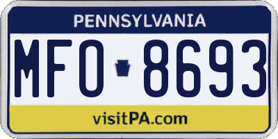 PA license plate MFO8693