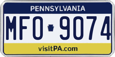 PA license plate MFO9074