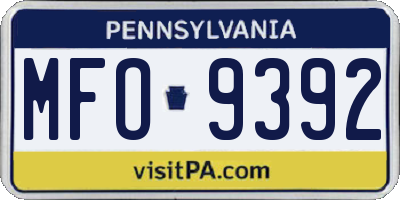PA license plate MFO9392