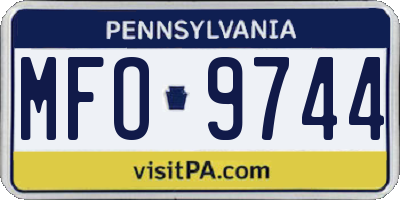 PA license plate MFO9744