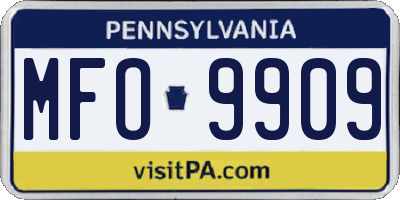 PA license plate MFO9909