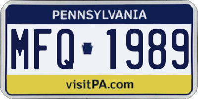 PA license plate MFQ1989