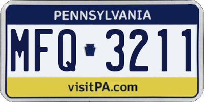 PA license plate MFQ3211