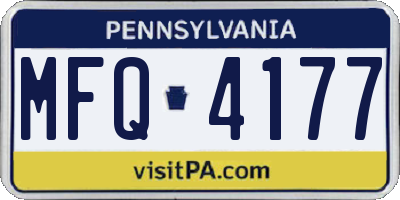 PA license plate MFQ4177