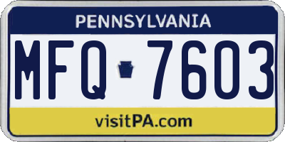PA license plate MFQ7603