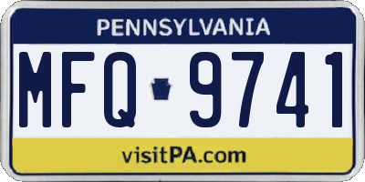 PA license plate MFQ9741