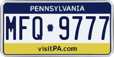 PA license plate MFQ9777