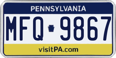 PA license plate MFQ9867