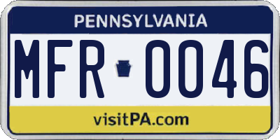 PA license plate MFR0046