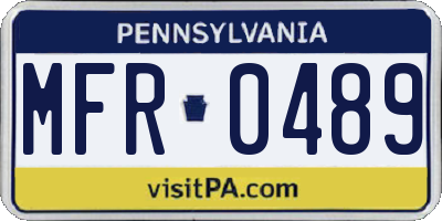 PA license plate MFR0489