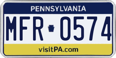PA license plate MFR0574