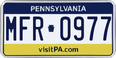 PA license plate MFR0977