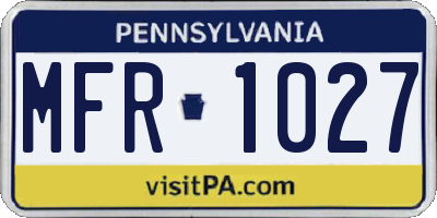 PA license plate MFR1027
