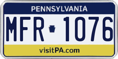 PA license plate MFR1076