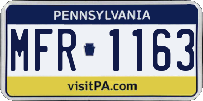 PA license plate MFR1163