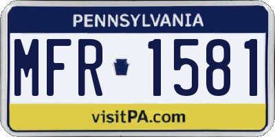 PA license plate MFR1581