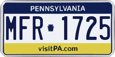 PA license plate MFR1725
