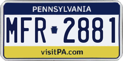 PA license plate MFR2881