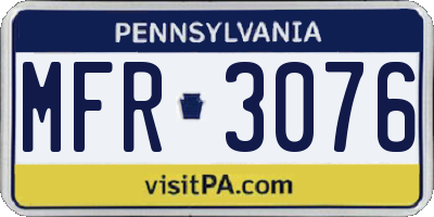 PA license plate MFR3076