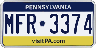 PA license plate MFR3374