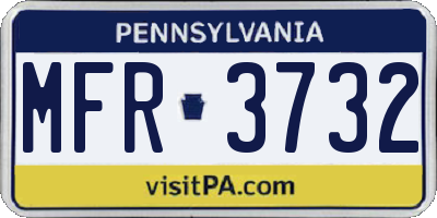 PA license plate MFR3732