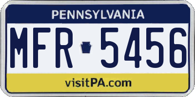 PA license plate MFR5456