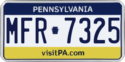 PA license plate MFR7325