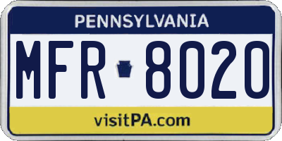 PA license plate MFR8020
