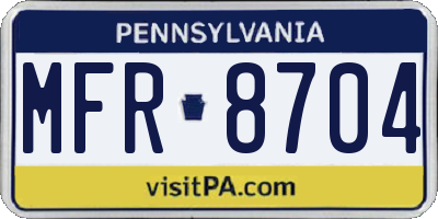 PA license plate MFR8704