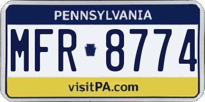 PA license plate MFR8774