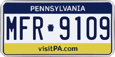 PA license plate MFR9109
