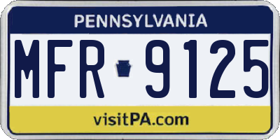 PA license plate MFR9125
