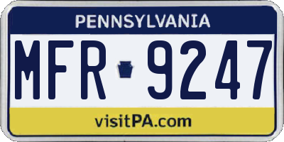 PA license plate MFR9247