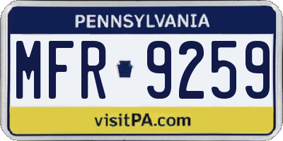 PA license plate MFR9259