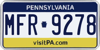 PA license plate MFR9278