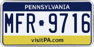 PA license plate MFR9716