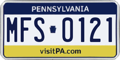 PA license plate MFS0121