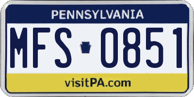 PA license plate MFS0851