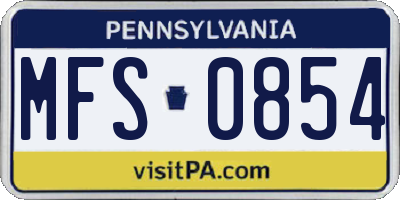 PA license plate MFS0854