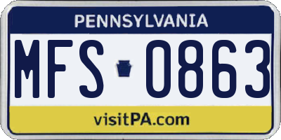 PA license plate MFS0863