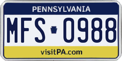 PA license plate MFS0988