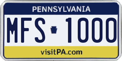 PA license plate MFS1000