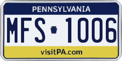 PA license plate MFS1006