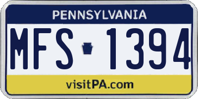 PA license plate MFS1394