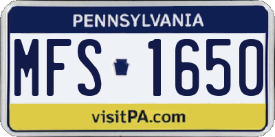 PA license plate MFS1650
