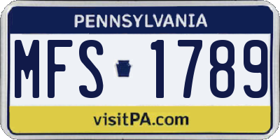 PA license plate MFS1789