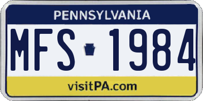 PA license plate MFS1984