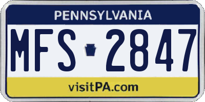 PA license plate MFS2847