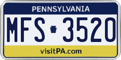 PA license plate MFS3520
