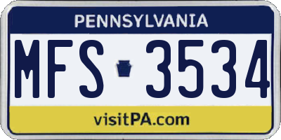 PA license plate MFS3534